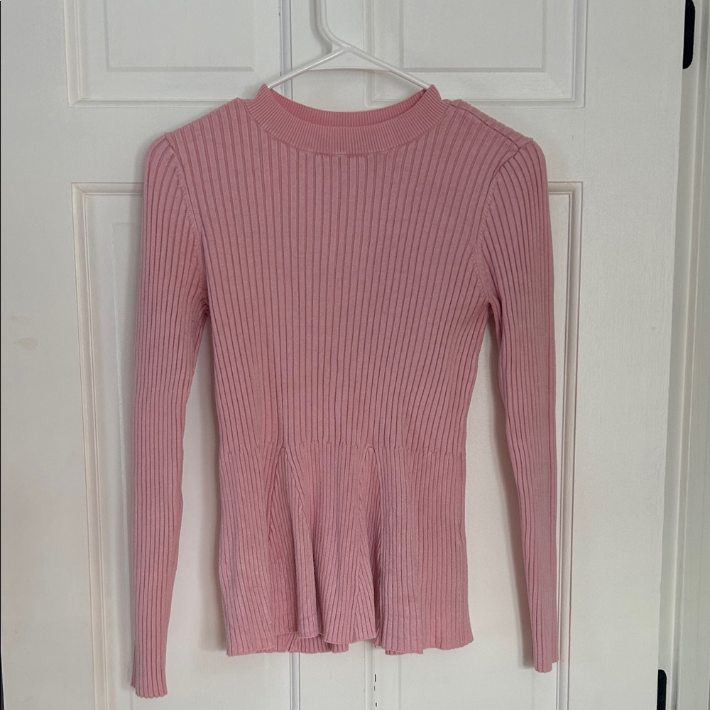 VENUS Pink Ribbed Long Sleeve Sweater